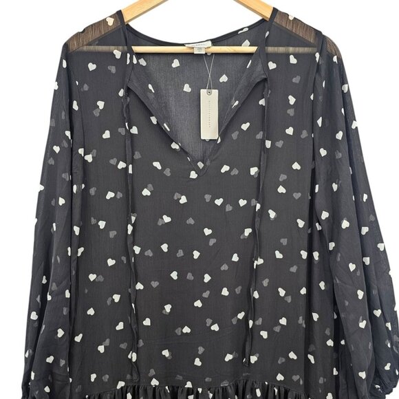 Anthropologie Maeve Womens OS Sheer Ditsy Heart‎ Kaftan Cover Up Dress NWT - Picture 6 of 14